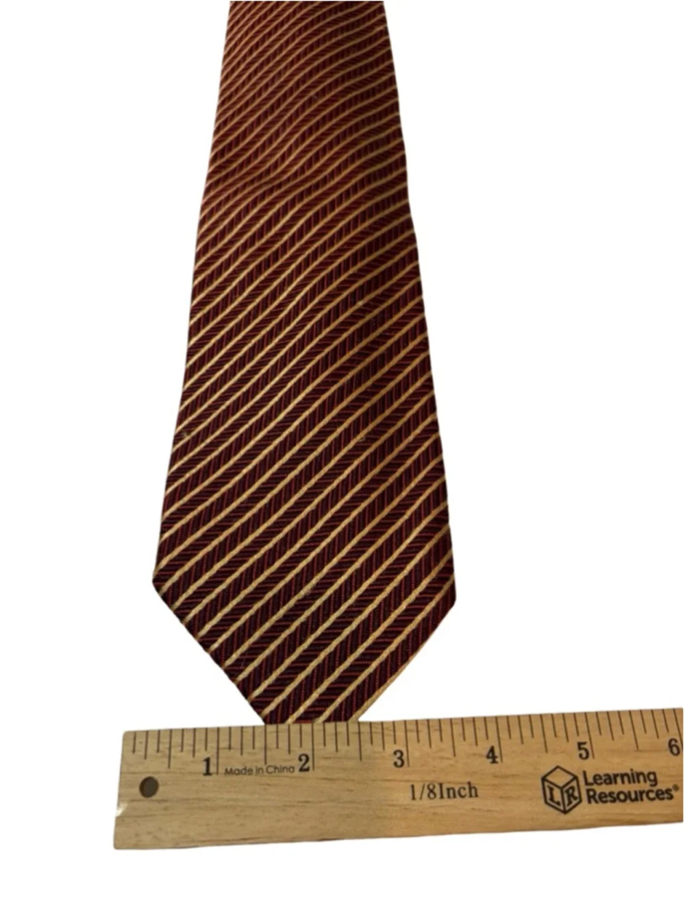 Ermenegildo Zegna Silk Cotton Tie Burgundy Gold Stripe Italy Luxury